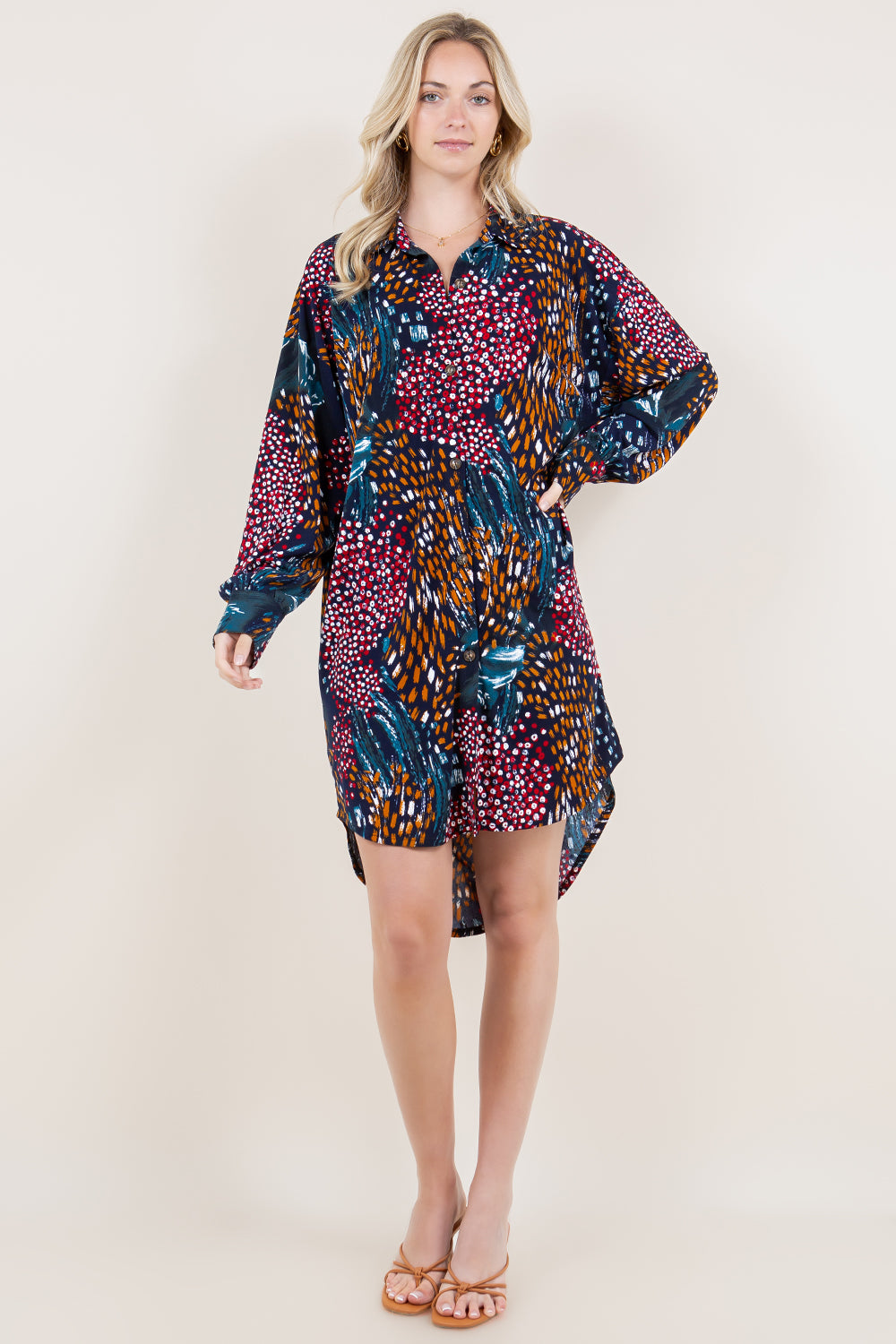LS DROP SHOULDER SHIRT DRESS - D3468-A4115-6-MSCRP