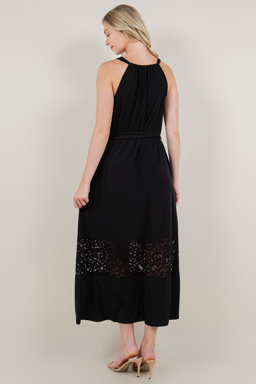 SL HALTER NECK LACE HEM ALINE MAXI DRESS - D3471-ITY