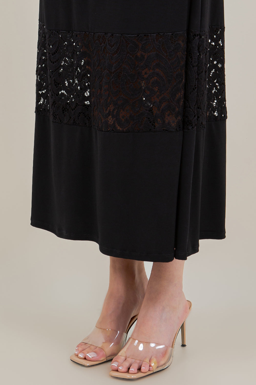 SL HALTER NECK LACE HEM ALINE MAXI DRESS - D3471-ITY