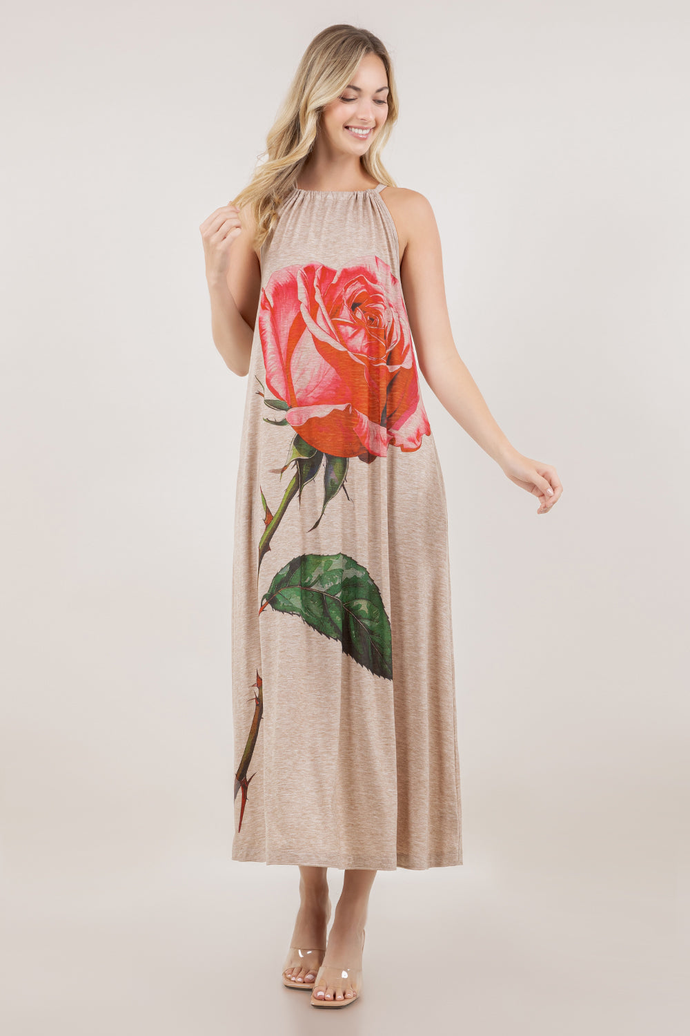 S/LESS HALTER NECK MAXI DRESS D3471-PRS-ROSE