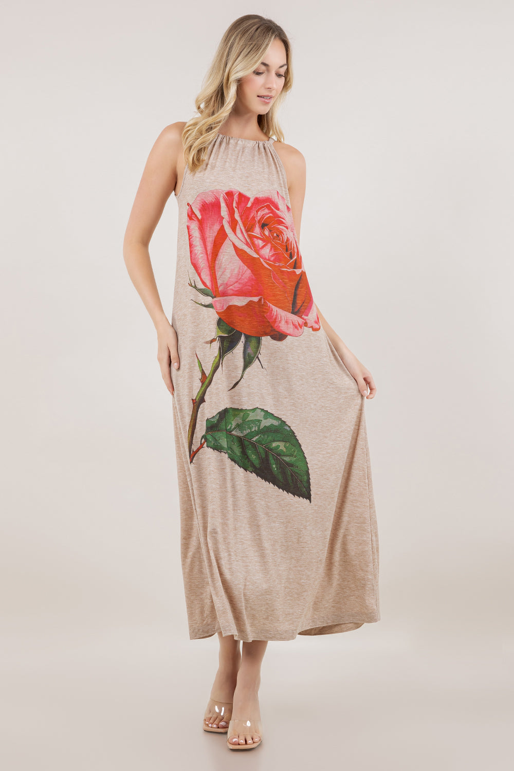 S/LESS HALTER NECK MAXI DRESS D3471-PRS-ROSE