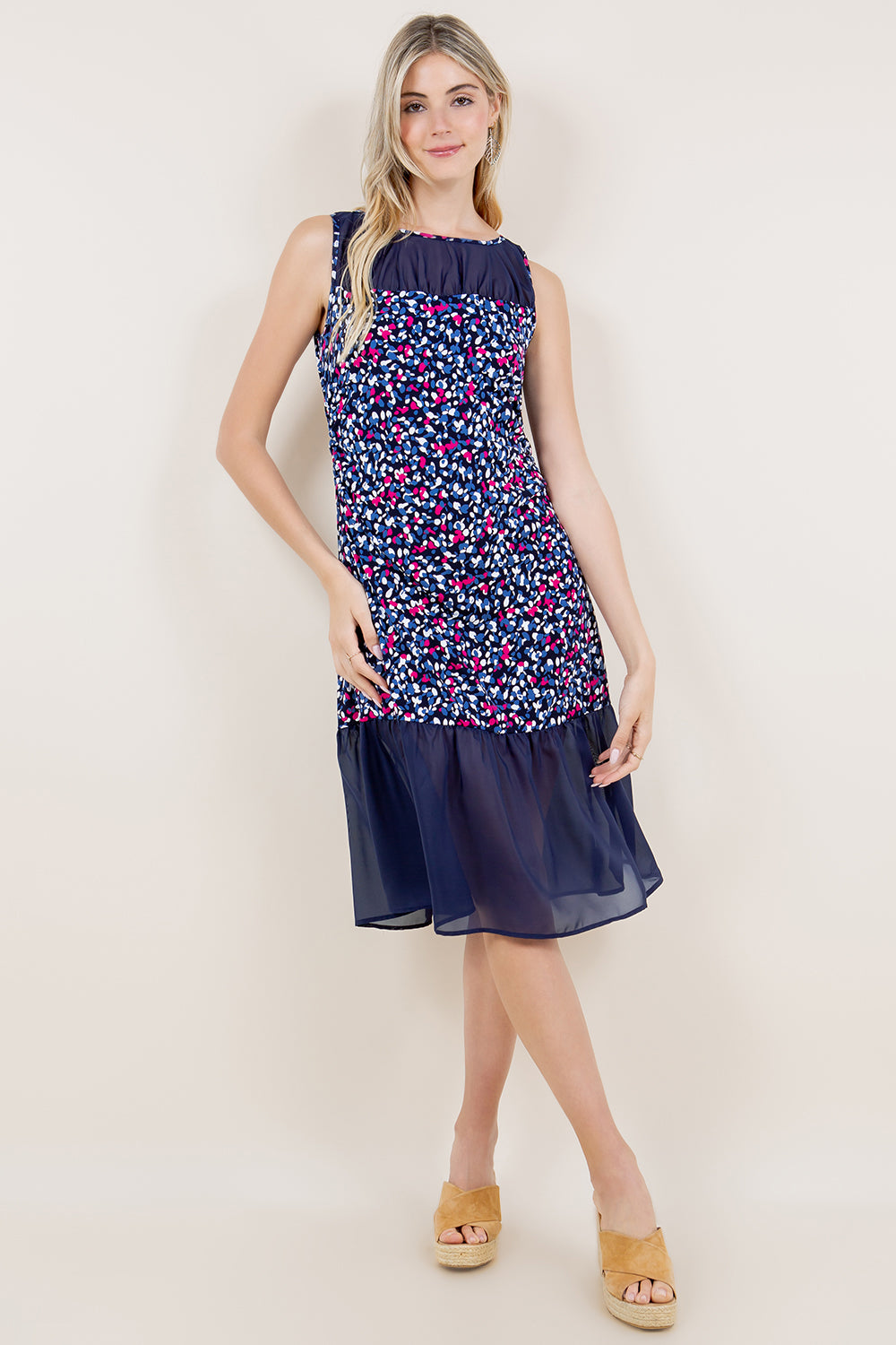 SL SHIRR SWEET HEAR NECK LINE TWOFER DRESS - D3476-A3501-8