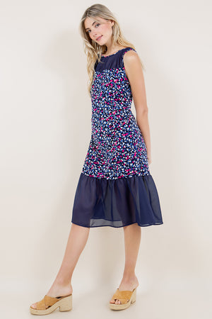 SL SHIRR SWEET HEAR NECK LINE TWOFER DRESS - D3476-A3501-8