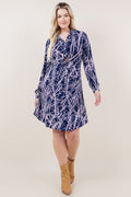 LS BUTTON UP TIE FRONT DRESS - D3478-A3242-6