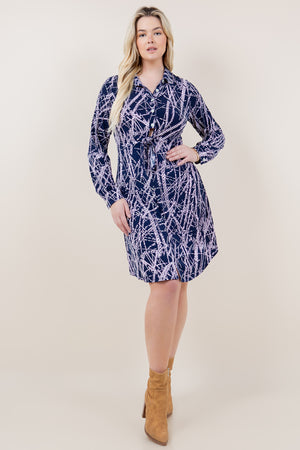 LS BUTTON UP TIE FRONT DRESS - D3478-A3242-6