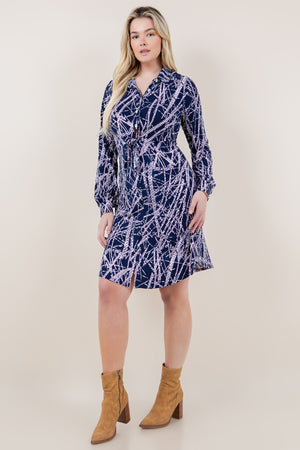 LS BUTTON UP TIE FRONT DRESS - D3478-A3242-6