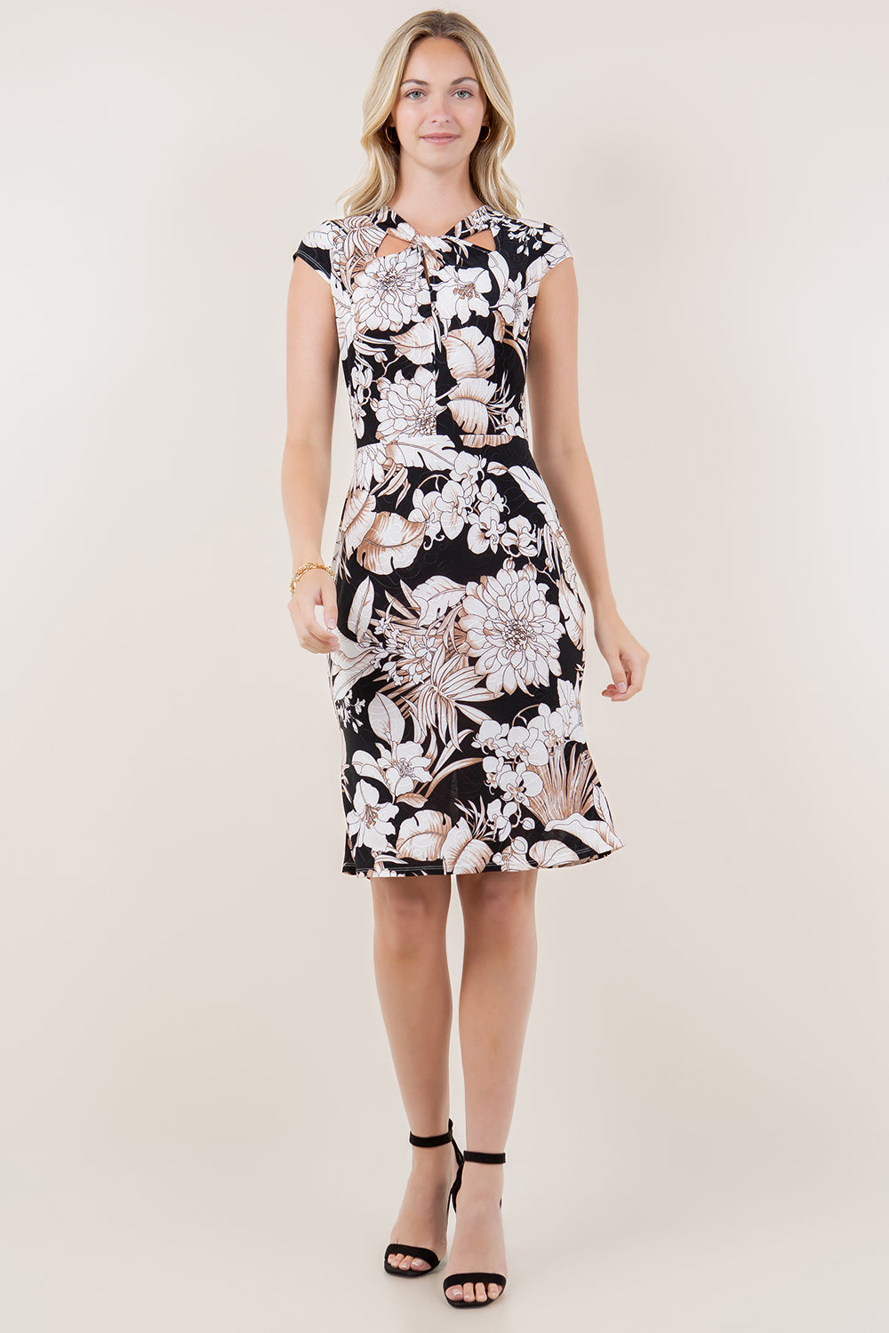 CAP SLV TWISTED NK CUT-OUT DRESS - D3482-A2475-1
