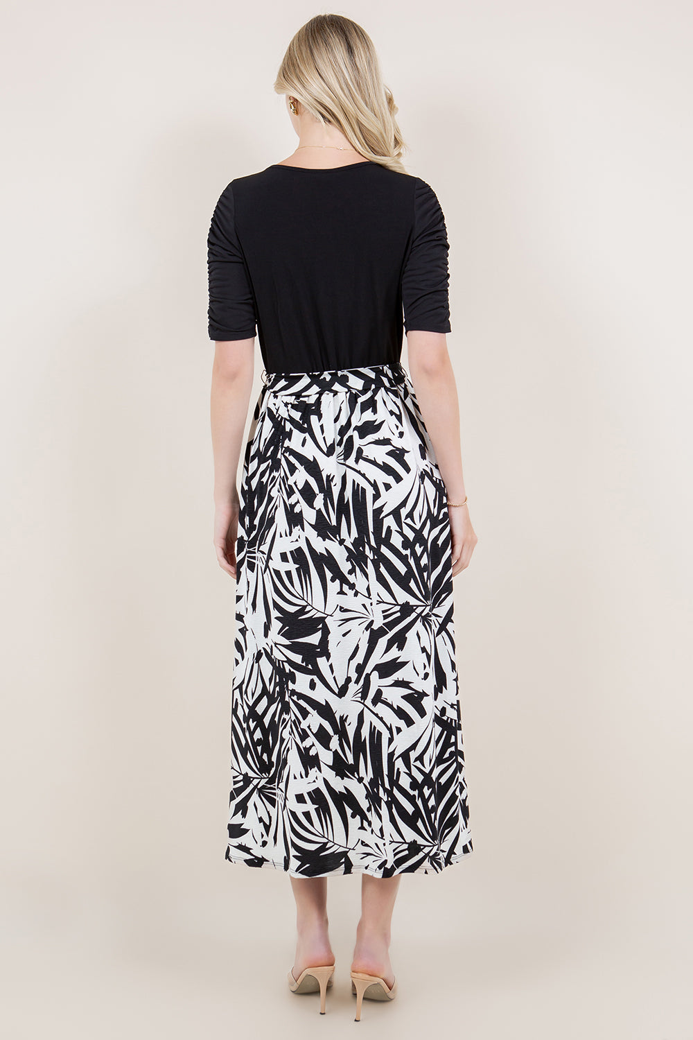 SS PUFF PLEATED COLOR BLOCK TWOFER DRESS - D3484-A2093-3-MSCRP