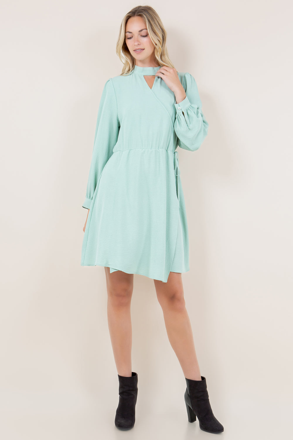LS ASYMMETRICAL WAIST DART DRESS - D3495-AFLW