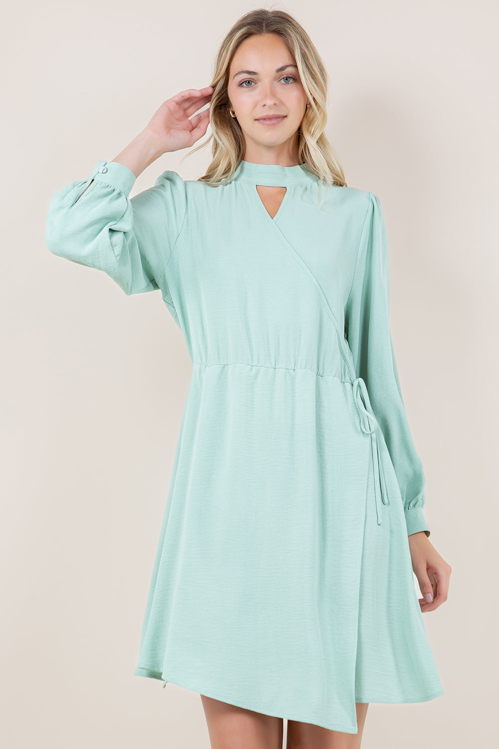LS ASYMMETRICAL WAIST DART DRESS - D3495-AFLW
