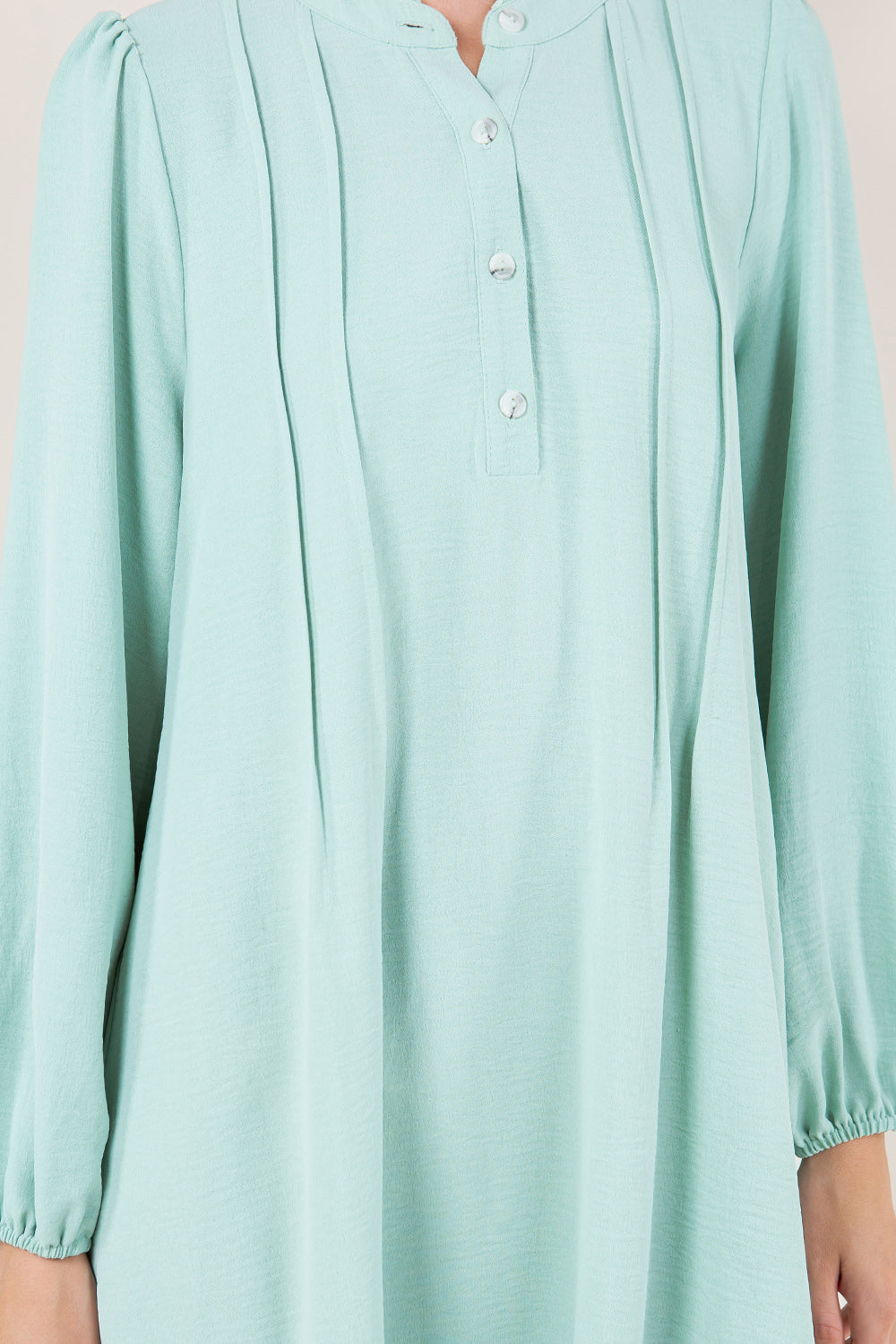 LS RUFFLE MANDARIN COLLAR TRAPEZE DRESS - D3503-AFLW