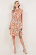 EXT CAP SLEEVE SHIRR MOCK NECK DRESS - D3506-96195-ITY