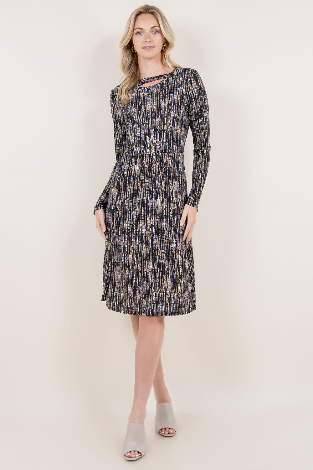 LS ASYMMETRICAL KEYHOLE TAB MERMAID DRESS - D3508-0420-4-JQITY