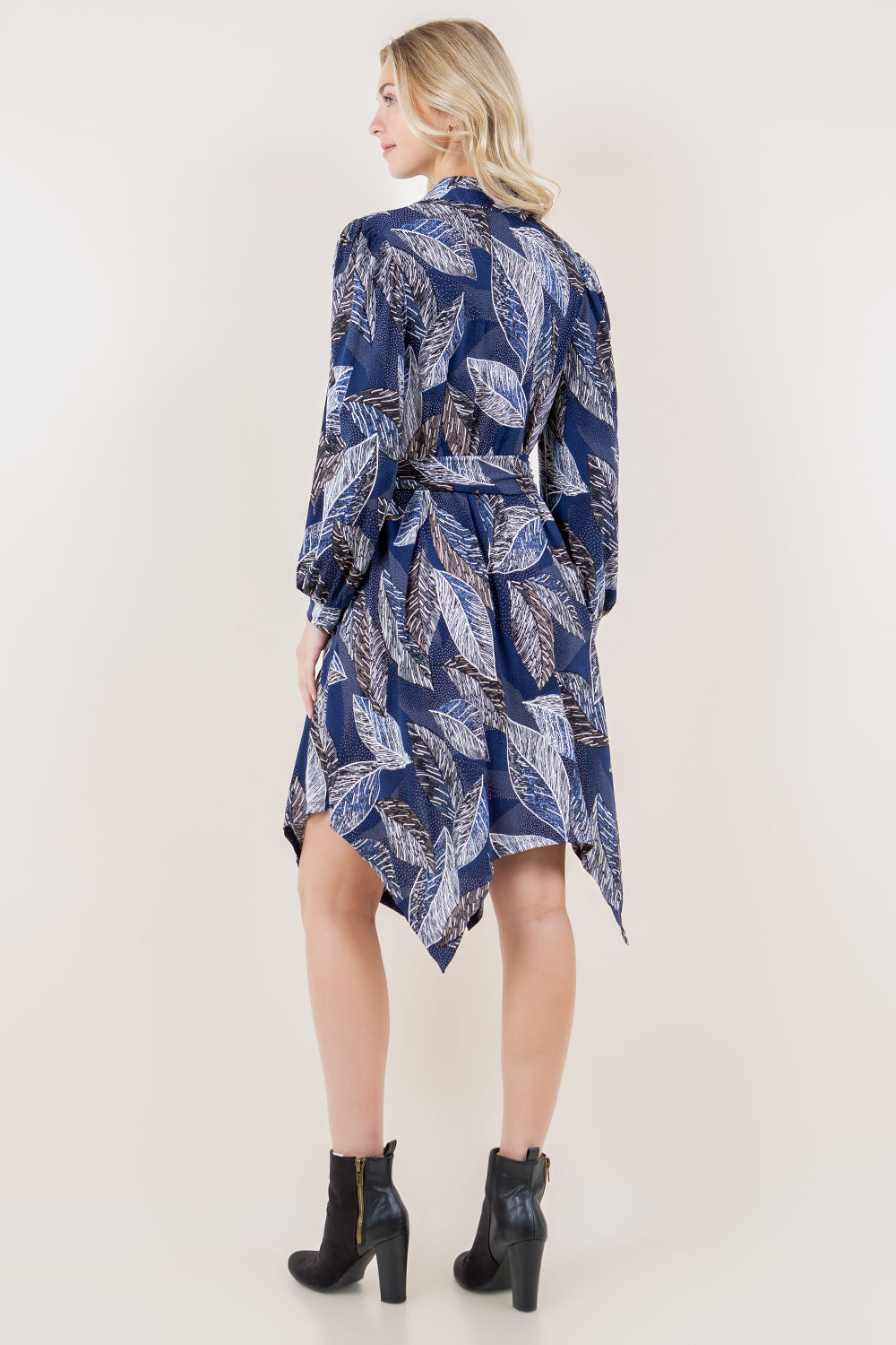 LS COLLAR NK BUTTON UP SHARK BITE SHIRT DRESS - D3513-A2986-1