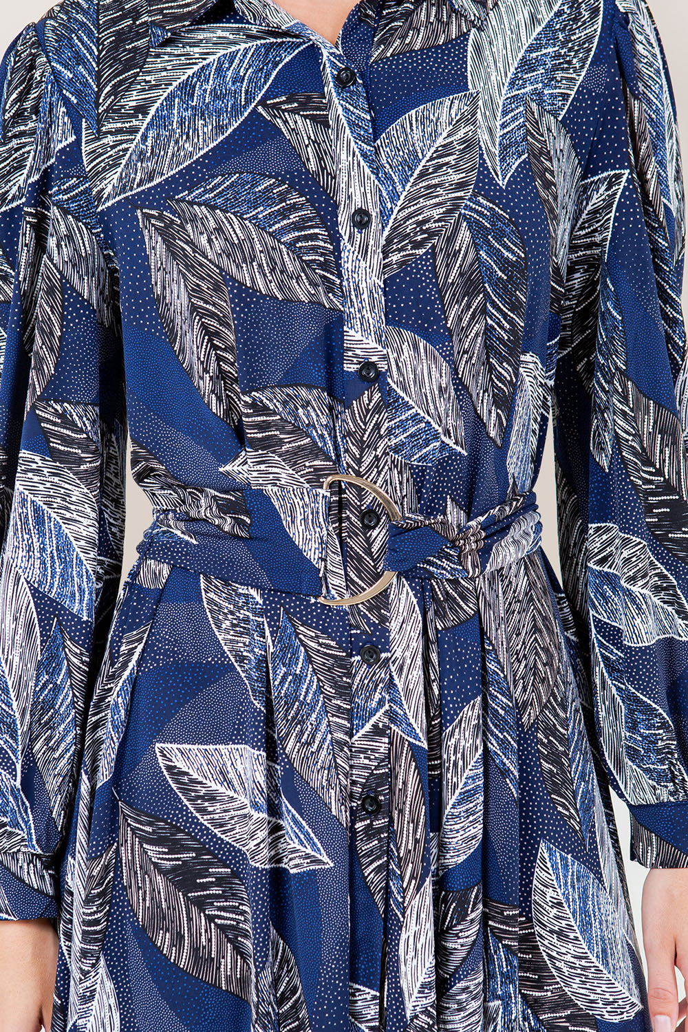 LS COLLAR NK BUTTON UP SHARK BITE SHIRT DRESS - D3513-A2986-1