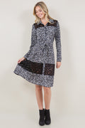 LS LACE YOKE WAIST TIE TRAPEZE DRESS - D3522-85351-3
