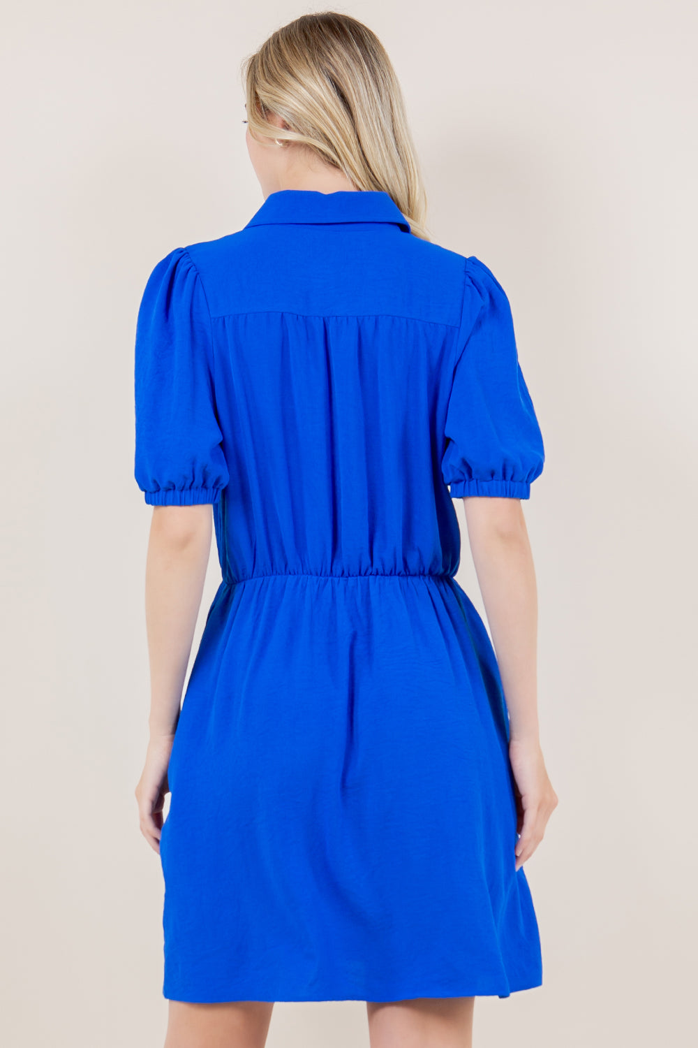 PUFF SS TIER BUTTON FRONT DRESS - D3532-AFLW-ROYAL