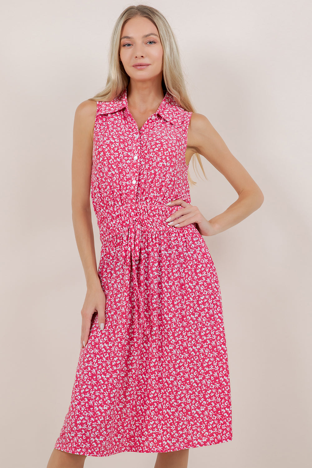 S/LESS ELASTIC WAIST SHIRT DRESS D3534-SL-A5206