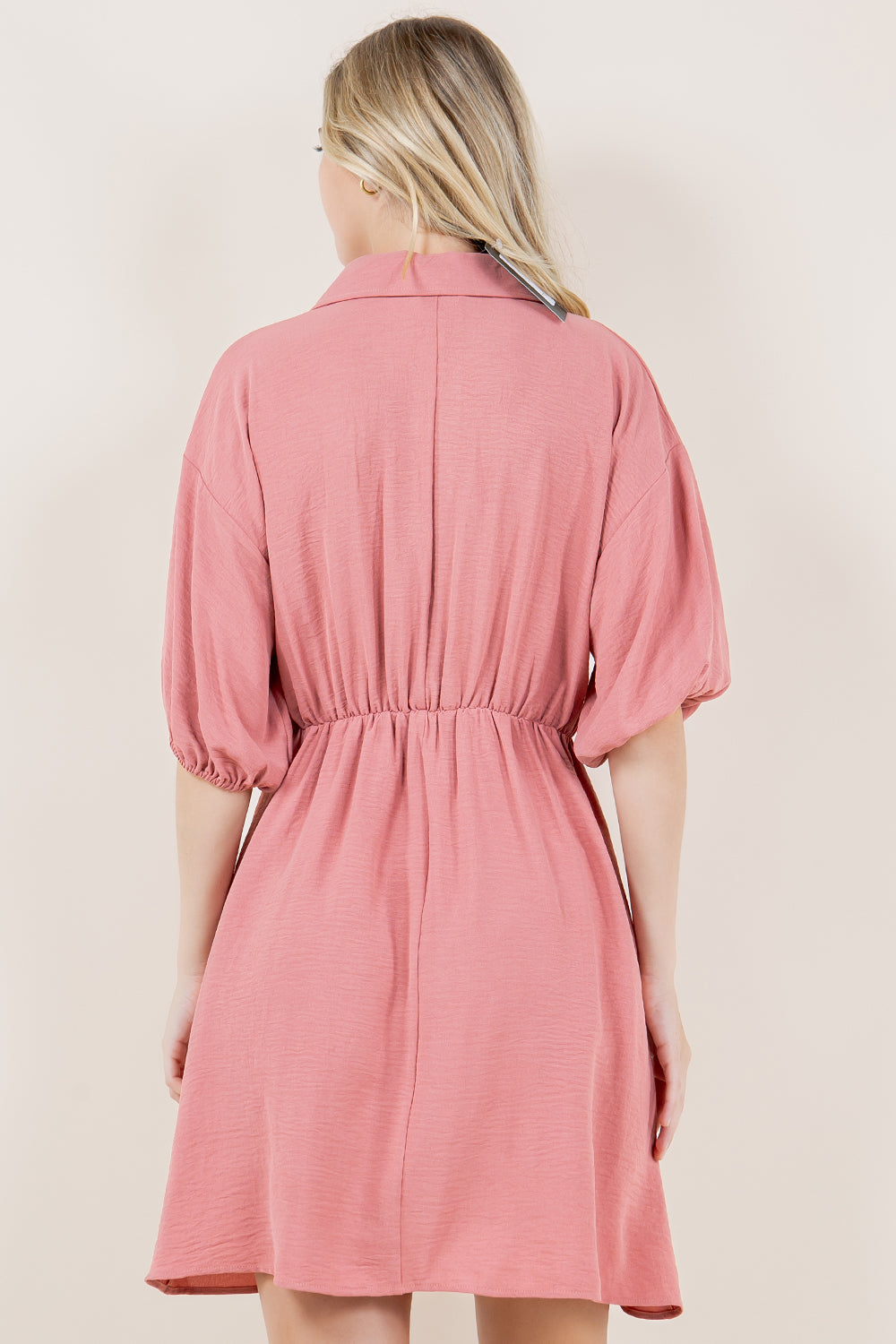 ELB BALOON SLV SAFARI PLACKET SHIRT DRESS - D3536-AFLW-MAUVE