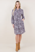 LG SLV MOCK NK PLEATED DRESS - D3538-5634