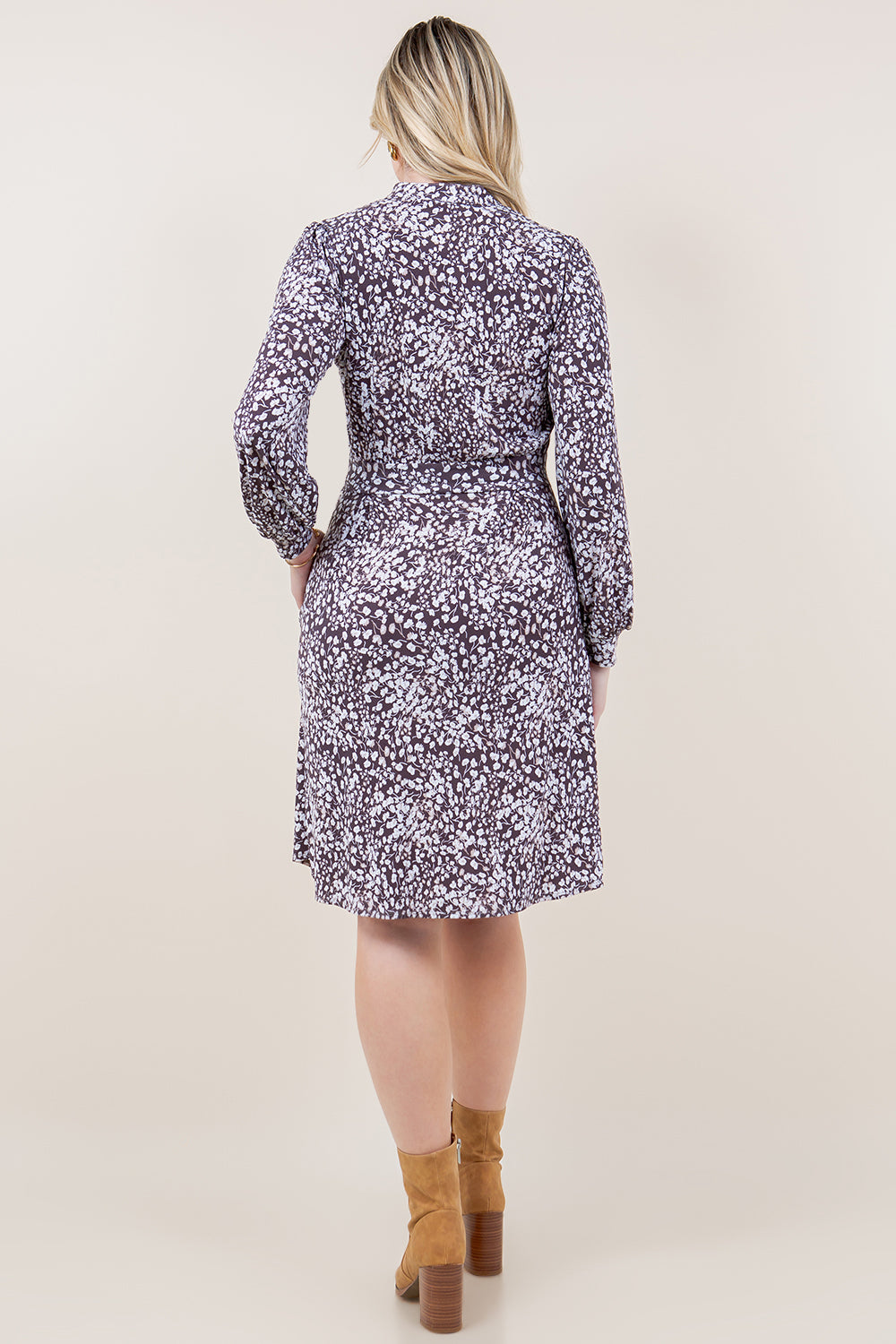 LG SLV MOCK NK PLEATED DRESS - D3538-5634