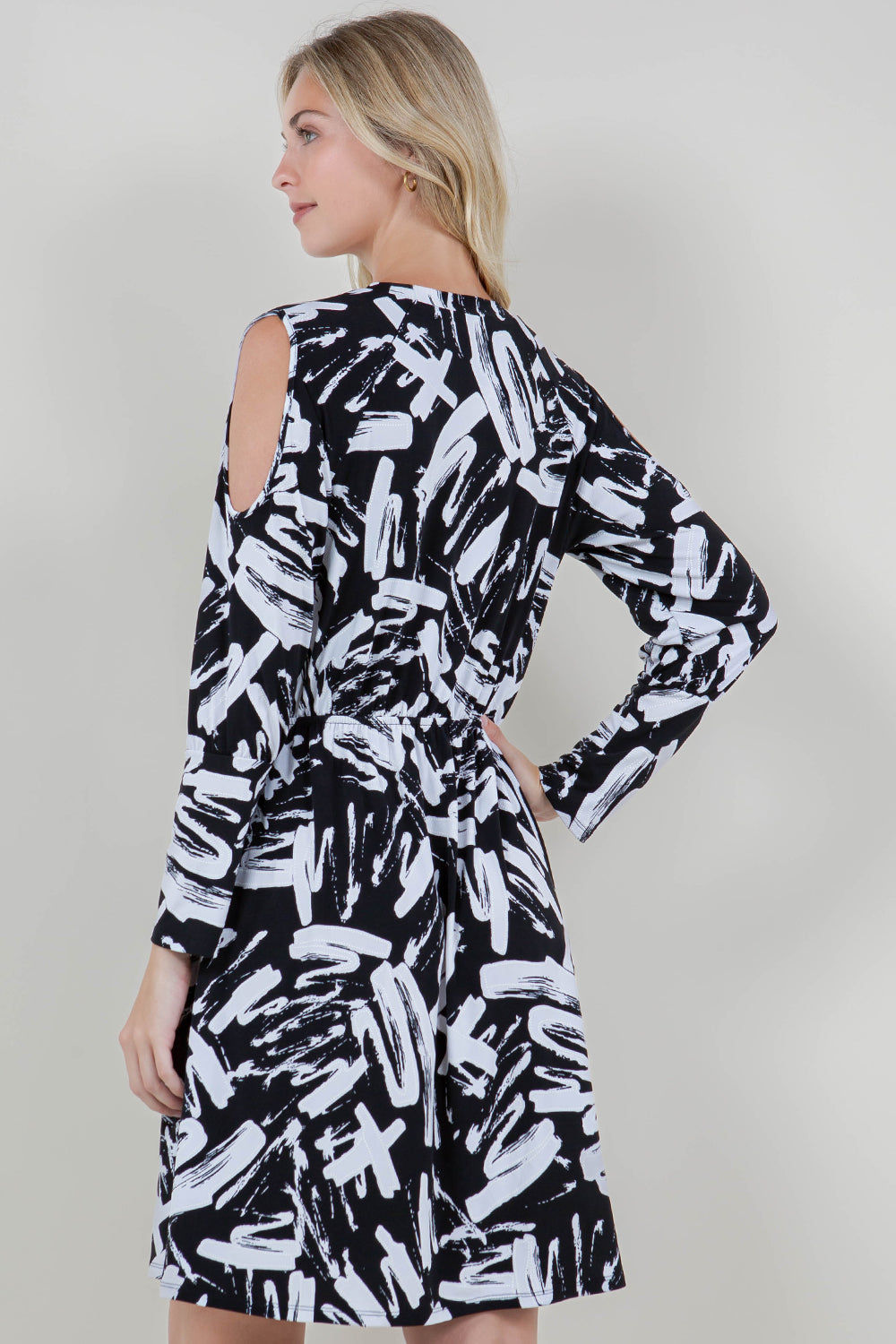 LG JULIET SLV COLD SHOULDER RD NK DRESS - D3543-1820B-Z-LILY