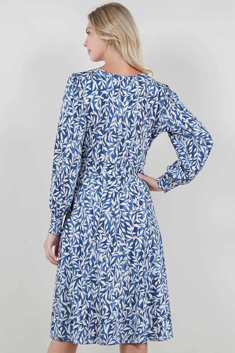 LG SLV WRAP V NK TUCKED DRESS - D3545-A1628-6