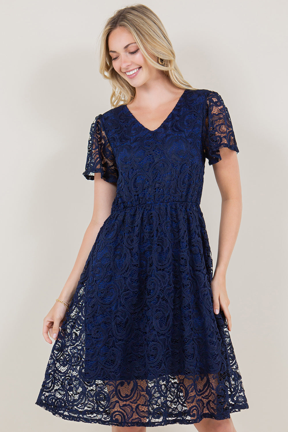 SS A LINE MIDI DRESS - D3549-MALIBU-NVY