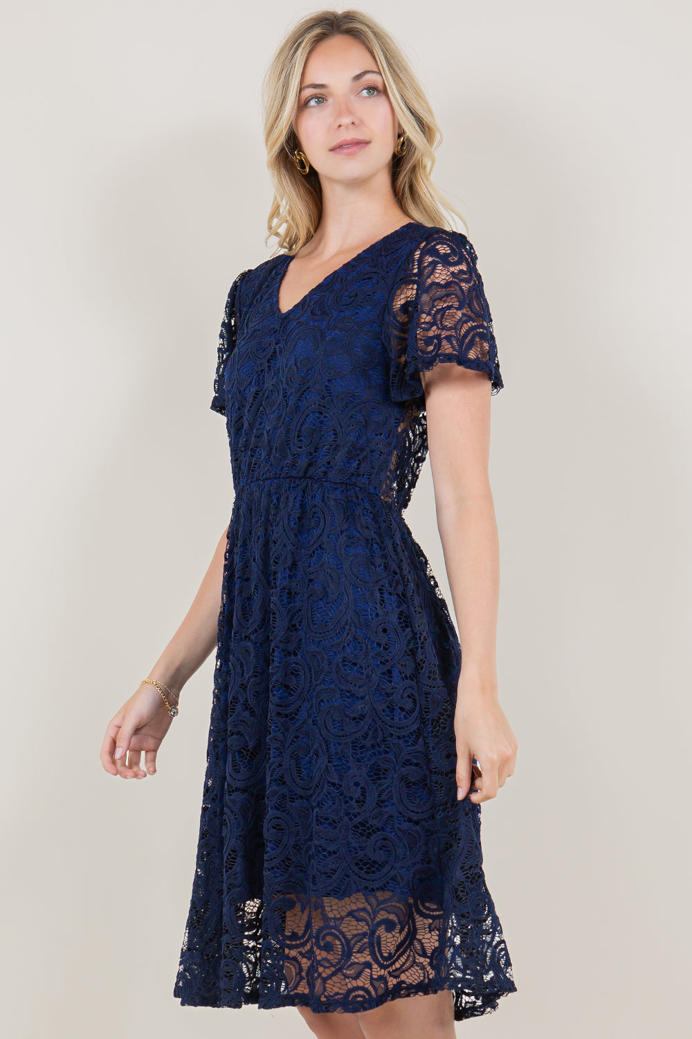 SS A LINE MIDI DRESS - D3549-MALIBU-NVY