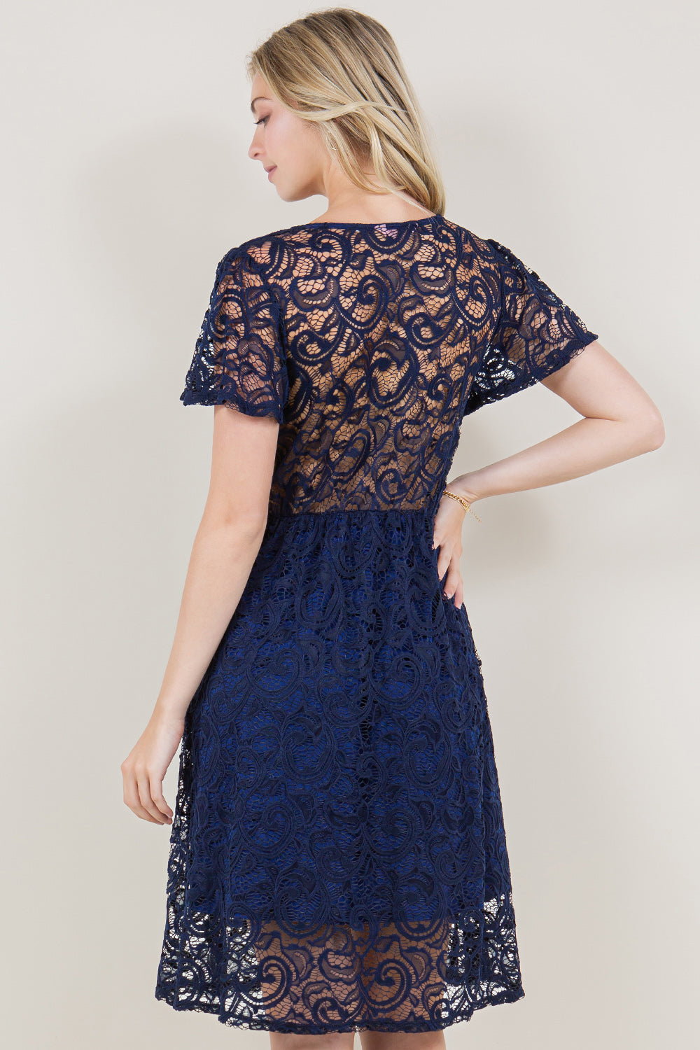 SS A LINE MIDI DRESS - D3549-MALIBU-NVY