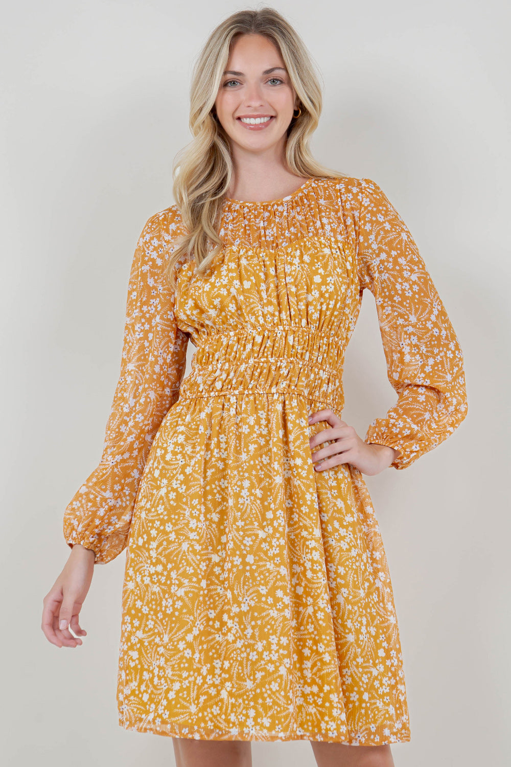 LG SLV BOAT NK SHIRRED MIDI DRESS - D35600-0111-6-LILY