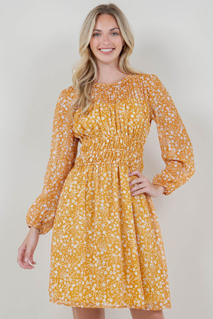 LG SLV BOAT NK SHIRRED MIDI DRESS - D35600-0111-6-LILY