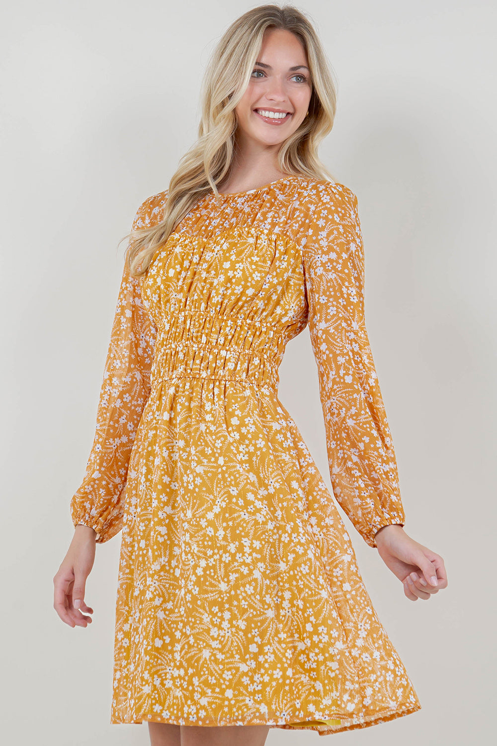 LG SLV BOAT NK SHIRRED MIDI DRESS - D35600-0111-6-LILY
