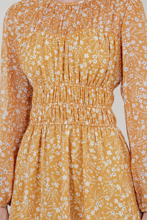 LG SLV BOAT NK SHIRRED MIDI DRESS - D35600-0111-6-LILY