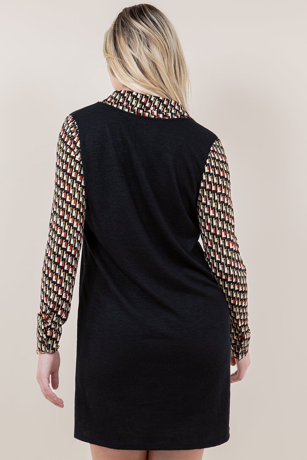 L/SLV SHIRT V NECK BOX 2FER DRESS - D3567-243-1
