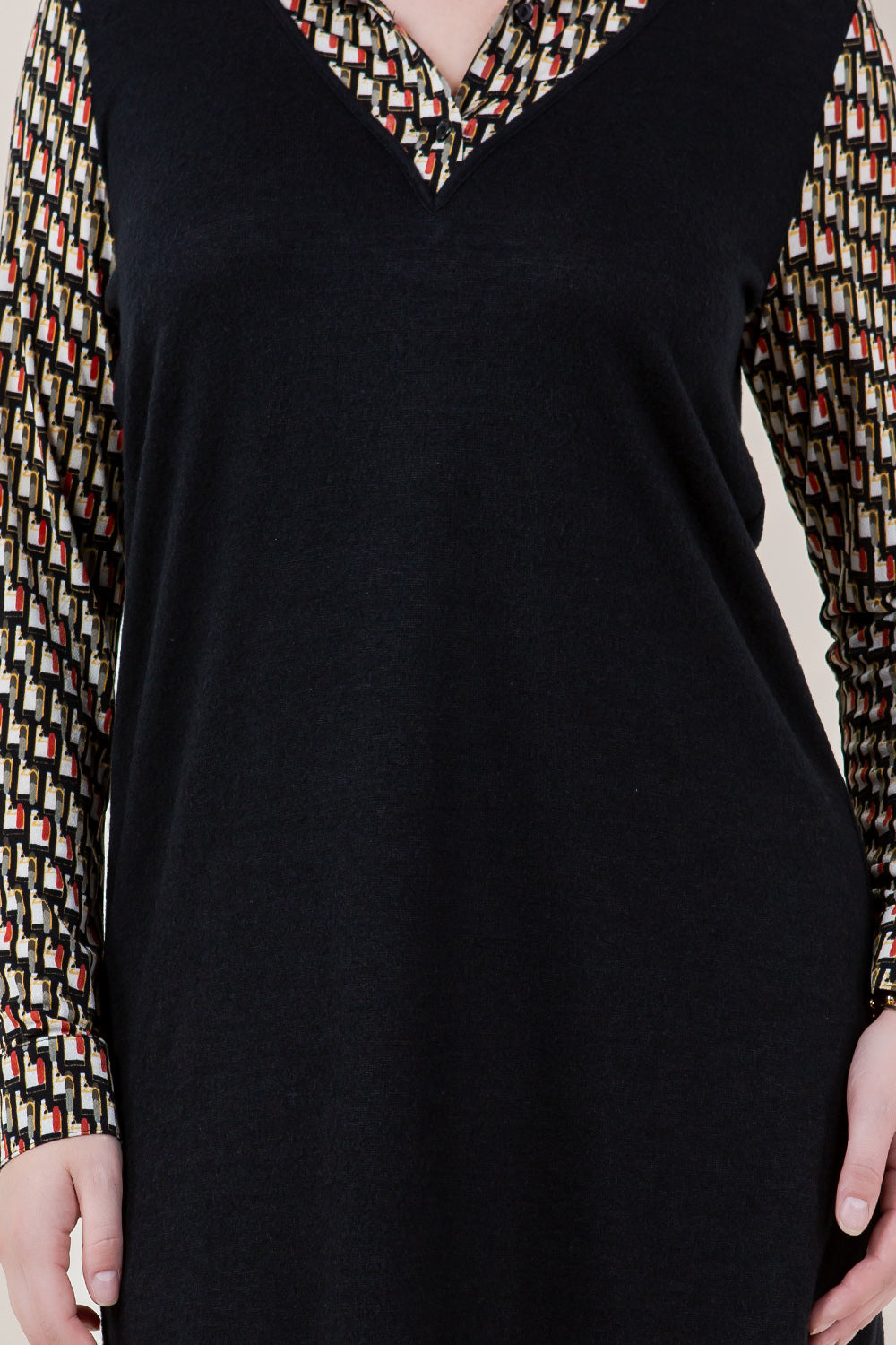 L/SLV SHIRT V NECK BOX 2FER DRESS - D3567-243-1