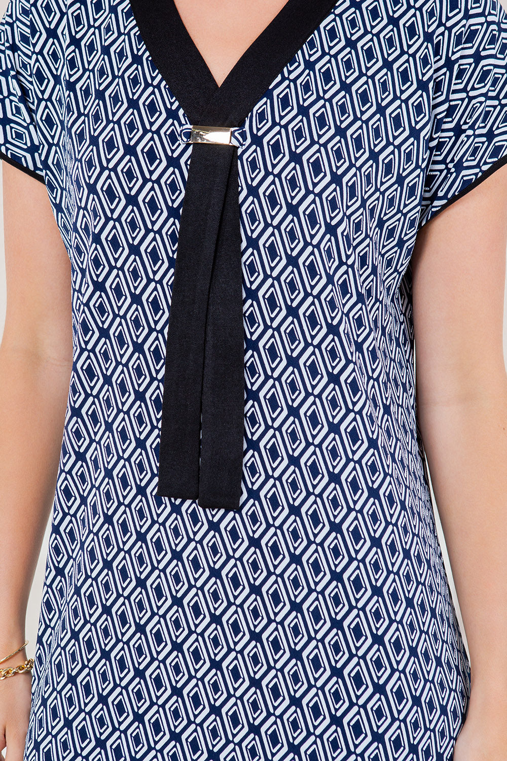 SS DOLMAN GOLD ACCENT TIE SHIRT DRESS - D3592-A4762-1