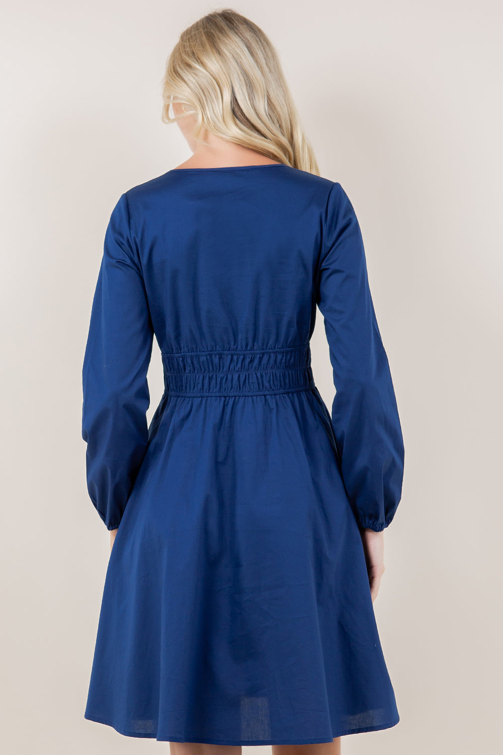 LS SURPLICE BOW DETAIL DRESS - D3616-PPLN