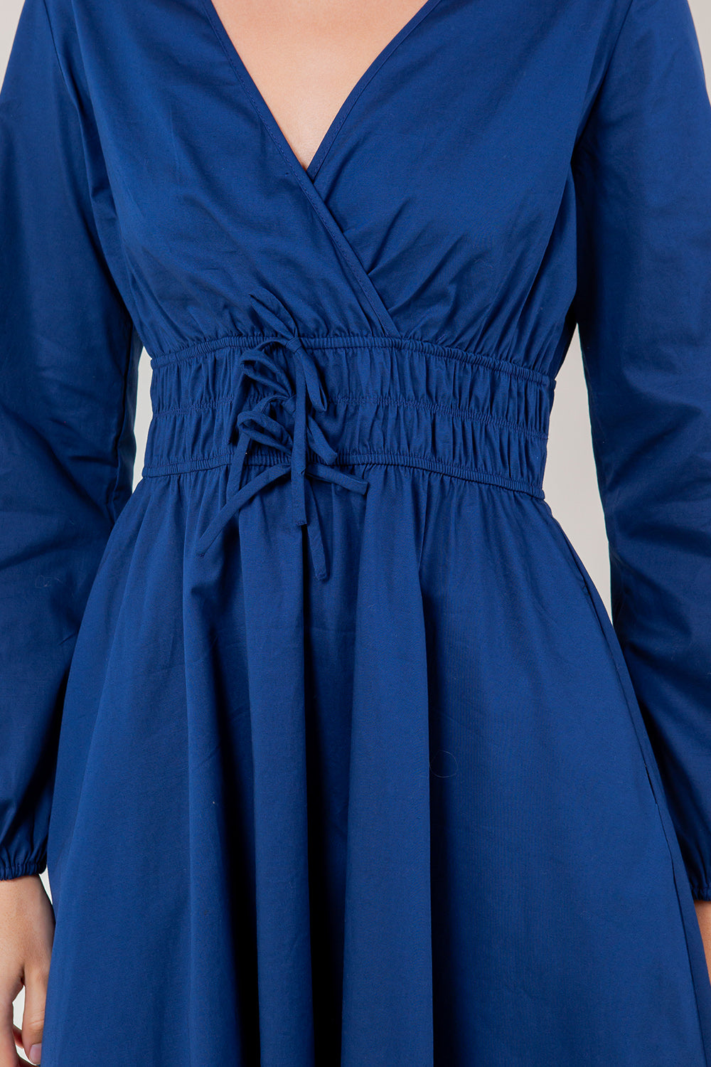 LS SURPLICE BOW DETAIL DRESS - D3616-PPLN