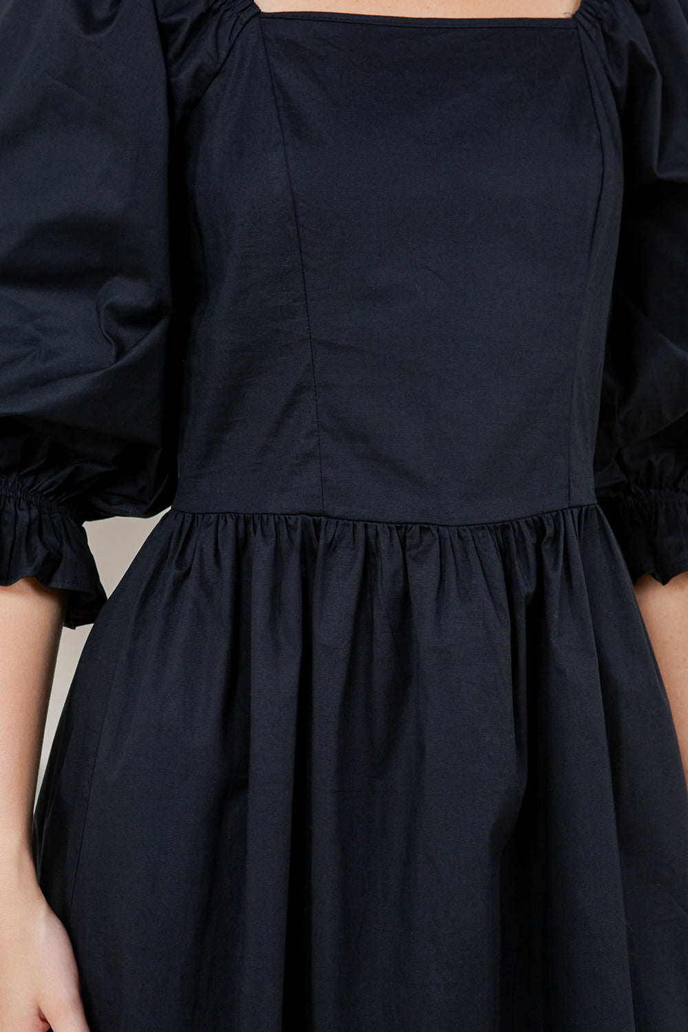 3/4 WIDE PUFF SLV SQUARE NK DRESS - D3620-PPLN