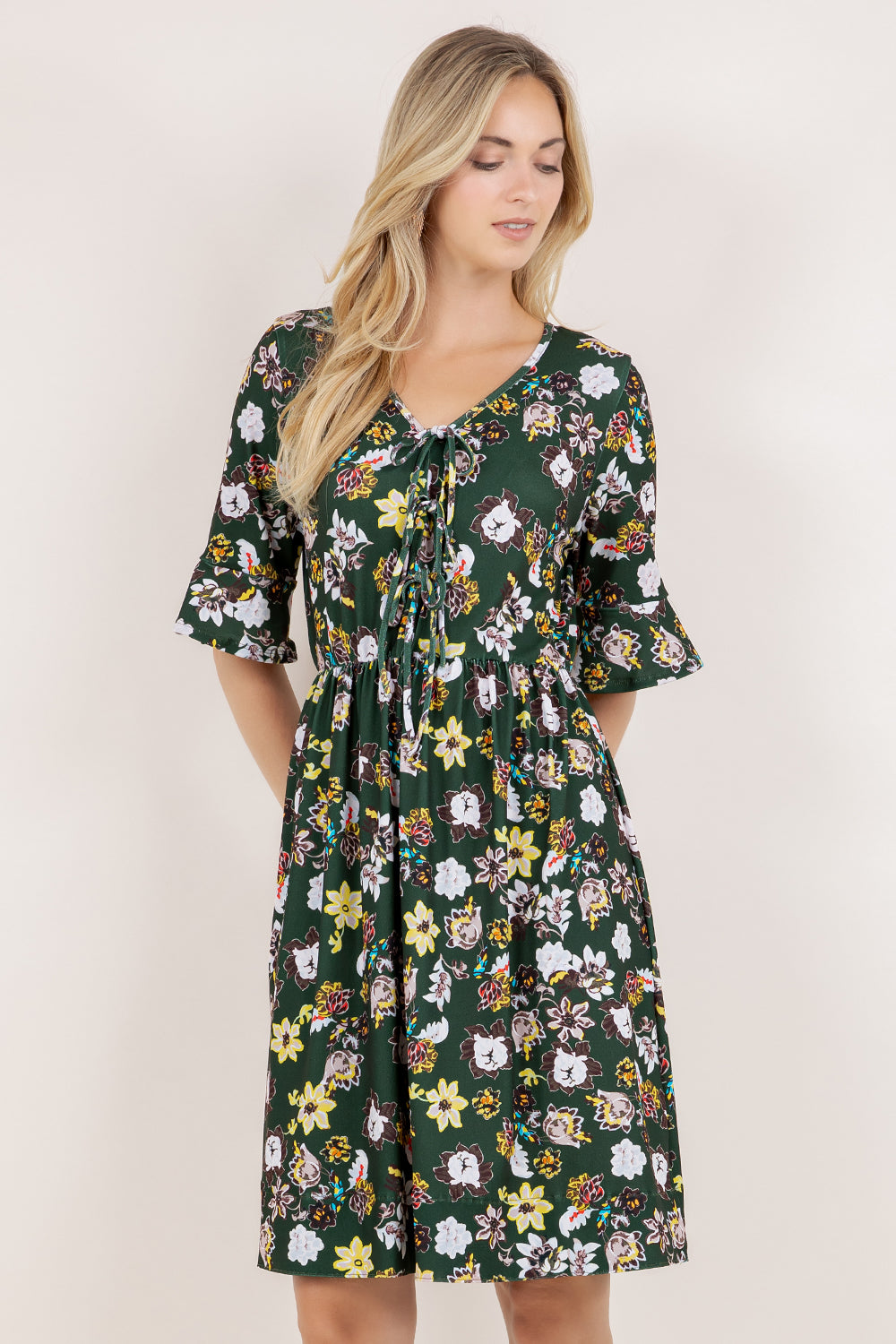 ELBOW SLV BOWTIE DRESS D3629-2987