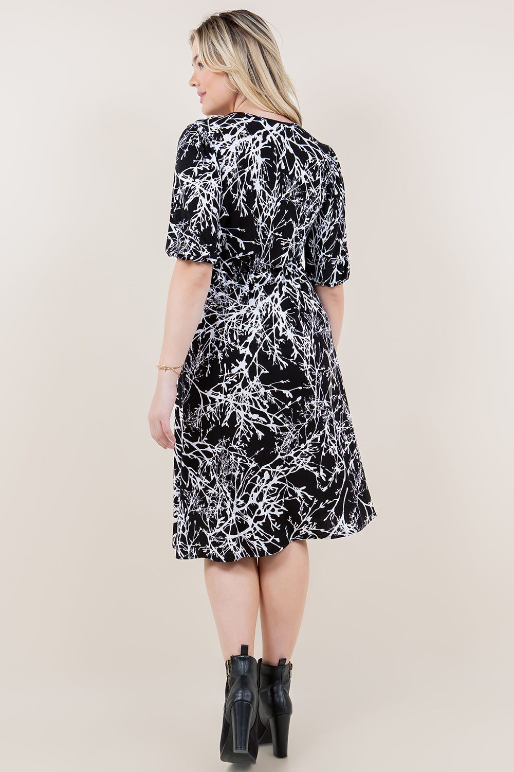ELB BALLOON SLVS ADJUSTABLE SIDE TIES DRESS - D3611-MG57896
