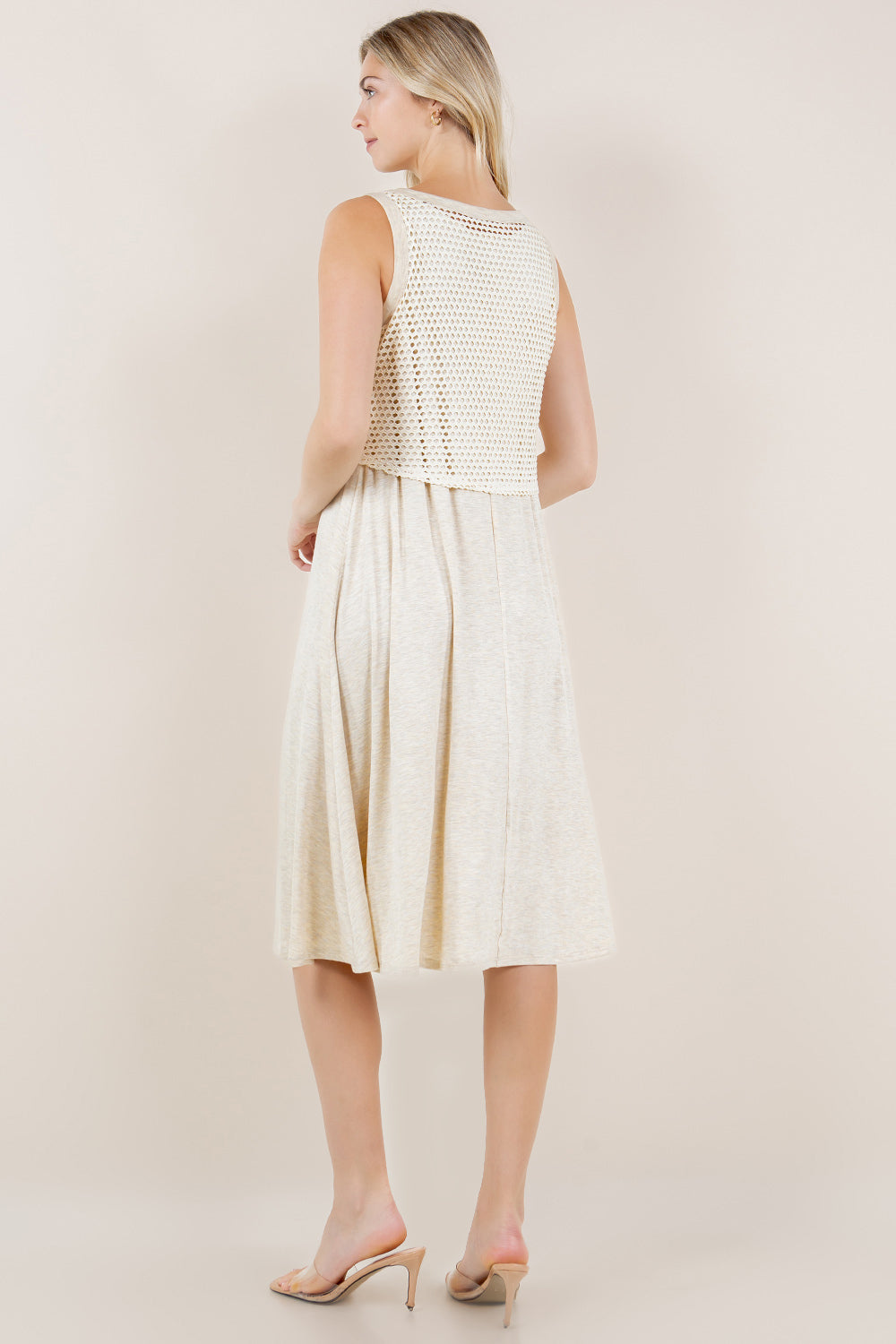 SL SCOOP NECK ALINE DRESS W/LINING - D3708-MESH