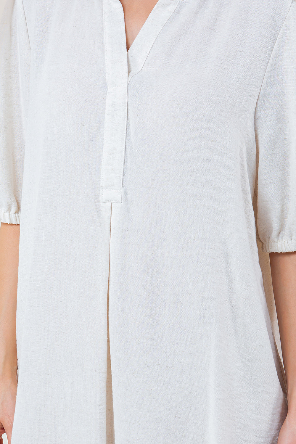 ELBOW SLV BALLON HALF PLACKET POPOVER SHIRT DRESS - D3712-4980