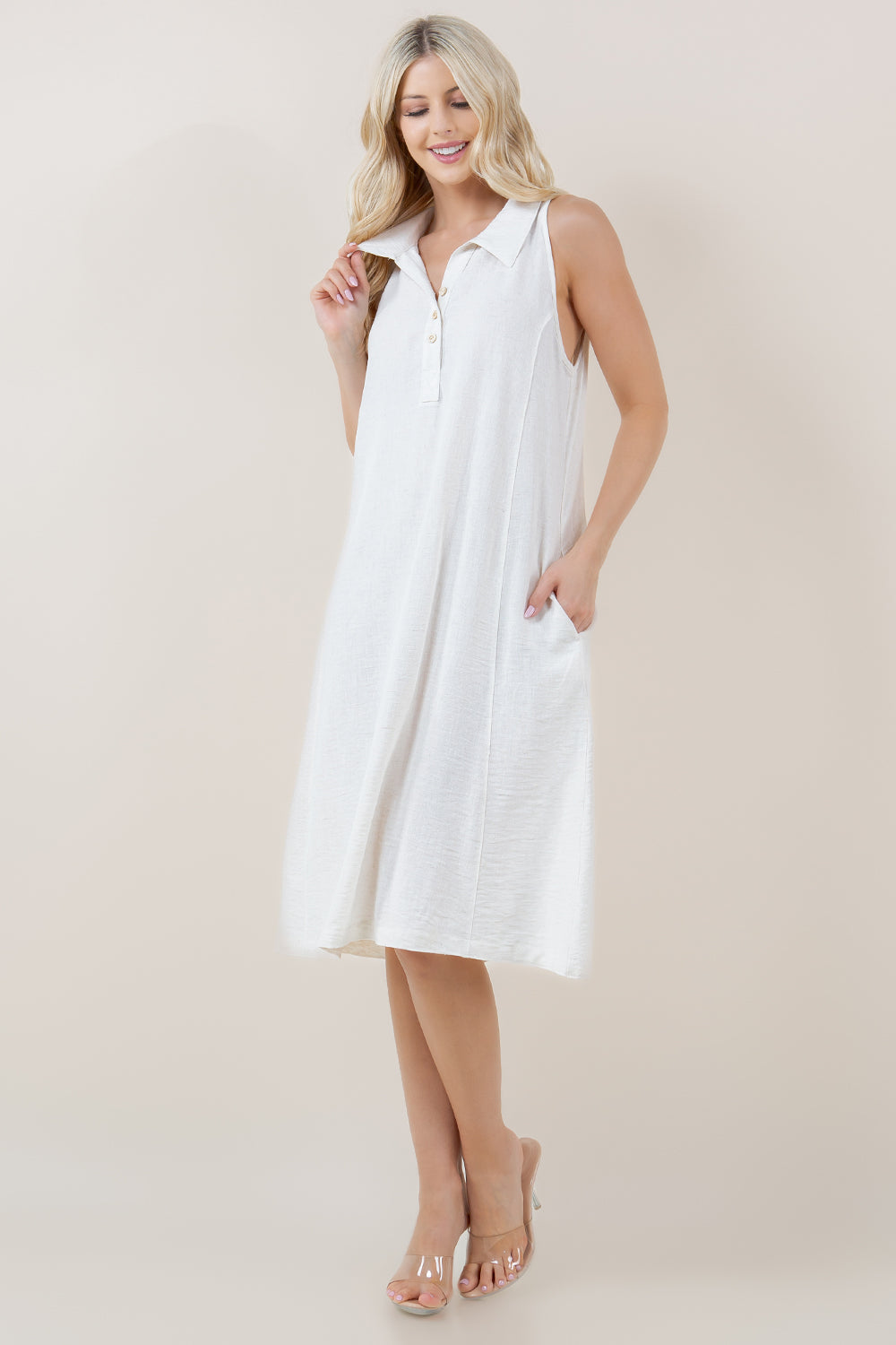 S/LESS HALTER FLAT COLLAR PRINCESS MIDI DRESS - D3713-4980