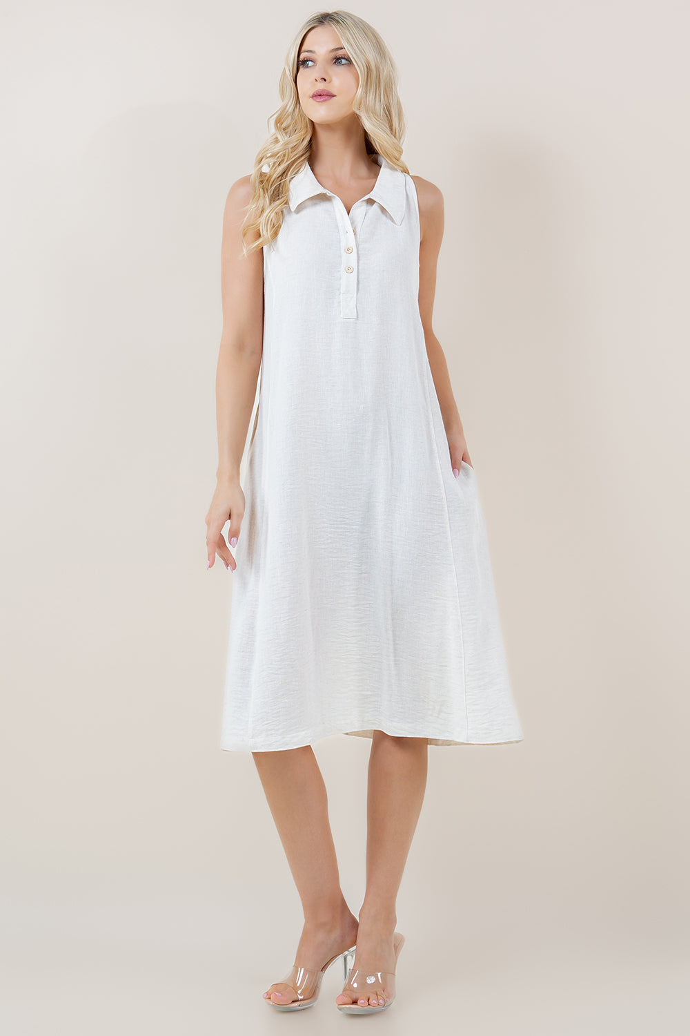 S/LESS HALTER FLAT COLLAR PRINCESS MIDI DRESS - D3713-4980