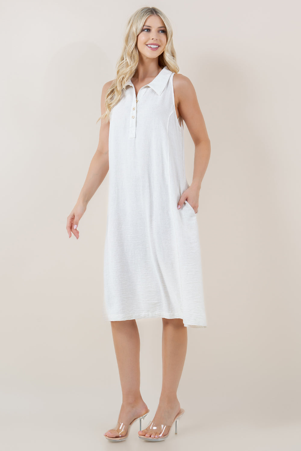 S/LESS HALTER FLAT COLLAR PRINCESS MIDI DRESS - D3713-4980