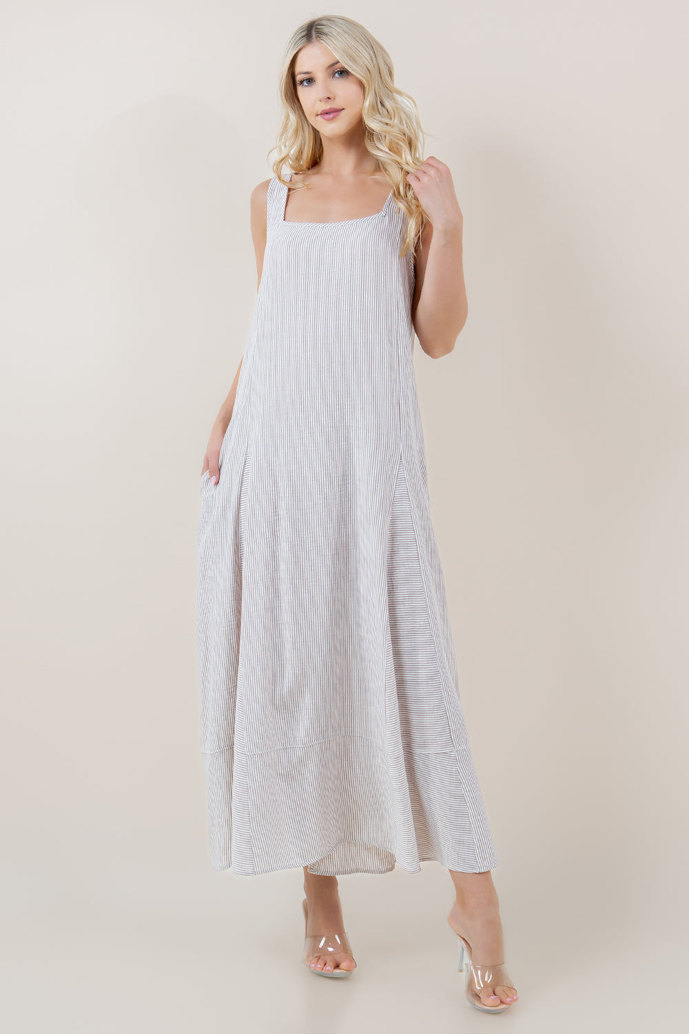 S/LESS SQUARE NECK GODET ALINE MIDI DRESS - D3714-KYZFT-0993