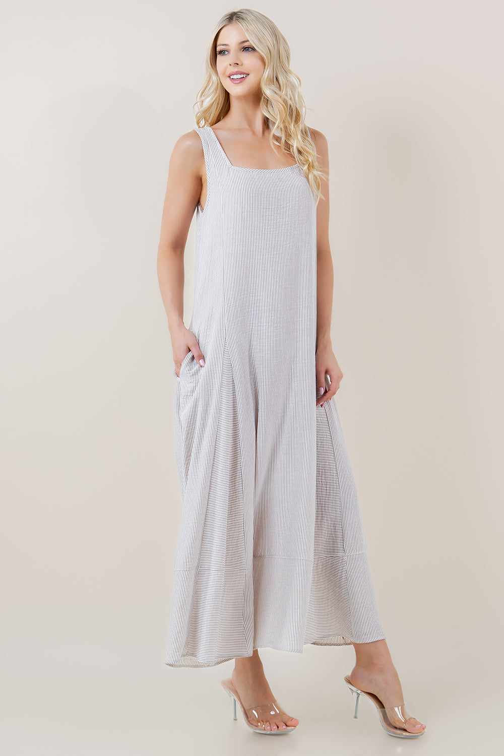 S/LESS SQUARE NECK GODET ALINE MIDI DRESS - D3714-KYZFT-0993