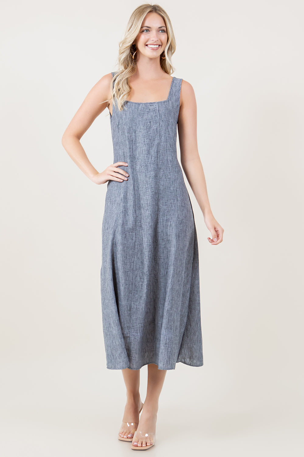S/LESS SQUARE NECK PRINCESS SEAM MAXI DRESS - D3762-1212-AFLW